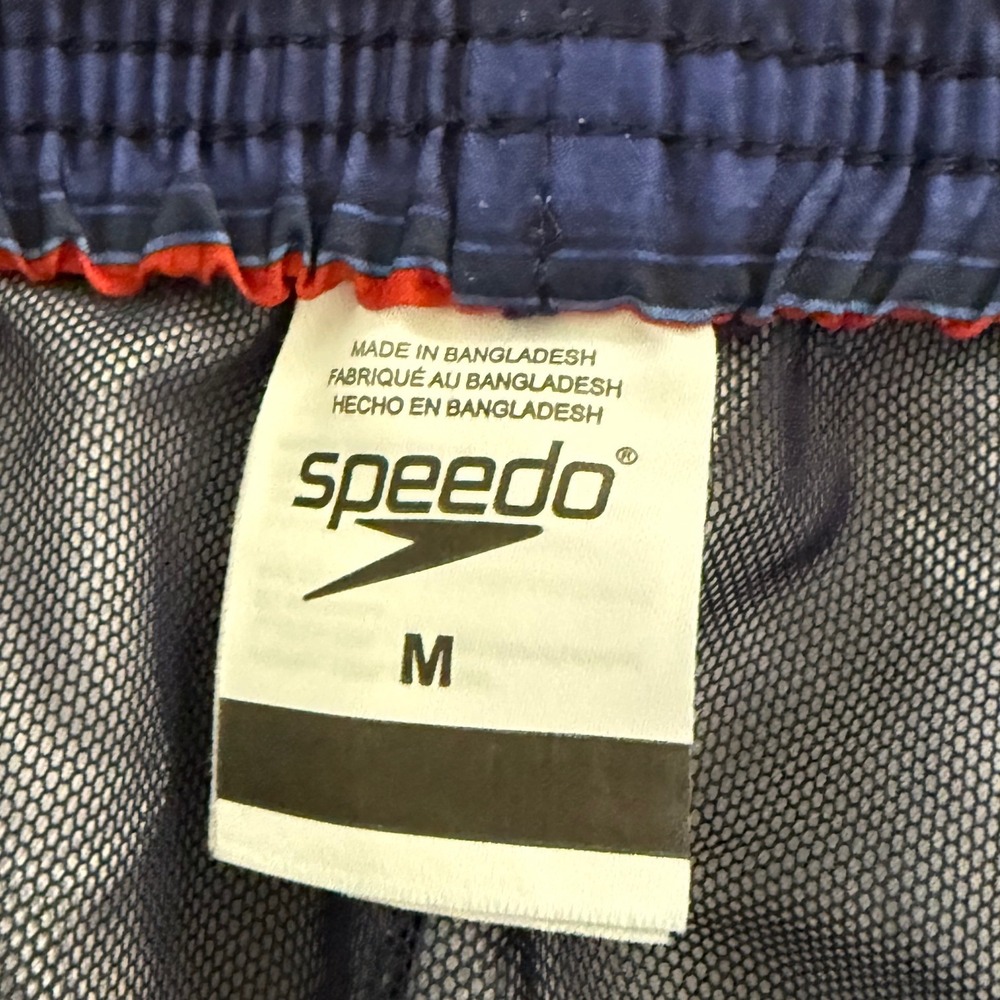 Speedo Men's Blue Striped Swim Trunks Board Shorts Mesh Liner Medium Fast Ship - Picture 3 of 10